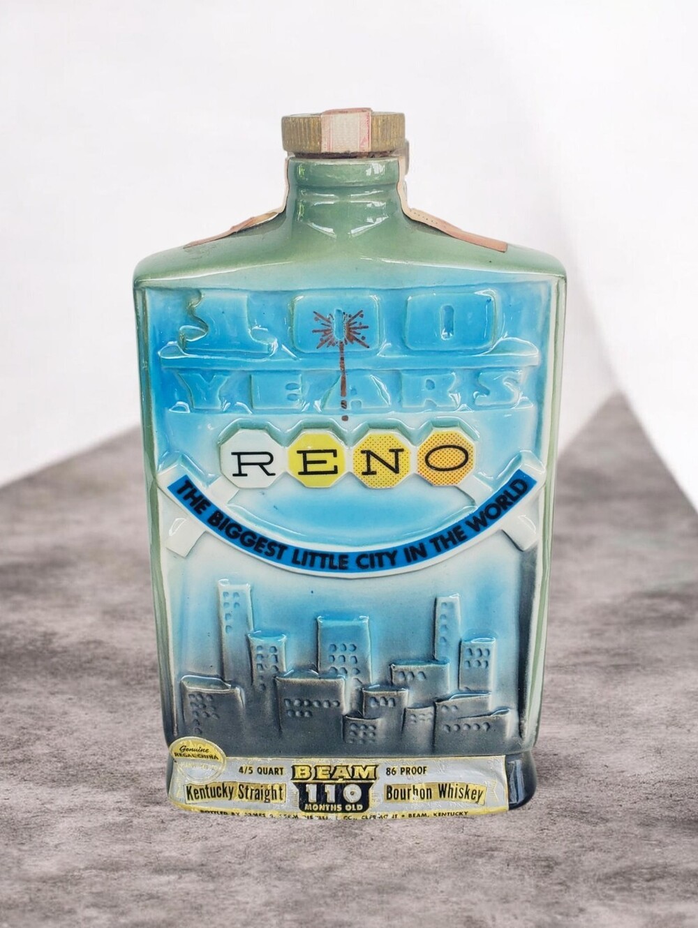 Jim Beam 1968 Reno Nevada 100 Years Biggest Little City Whiskey Empty Decanter